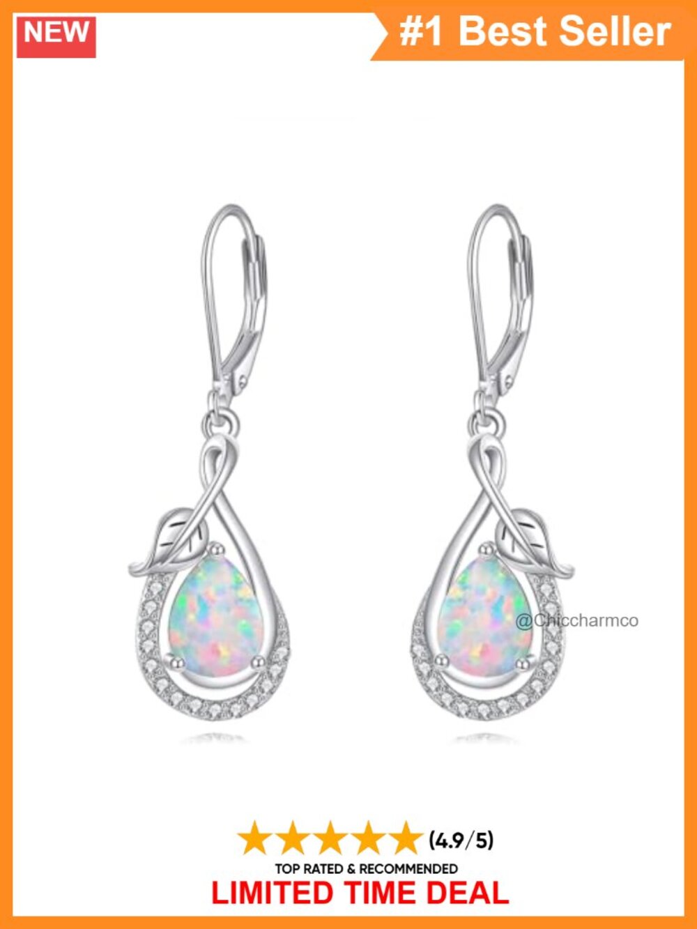 925 Sterling Silver Teardrop Created Opal Dangle Earrings Leverback